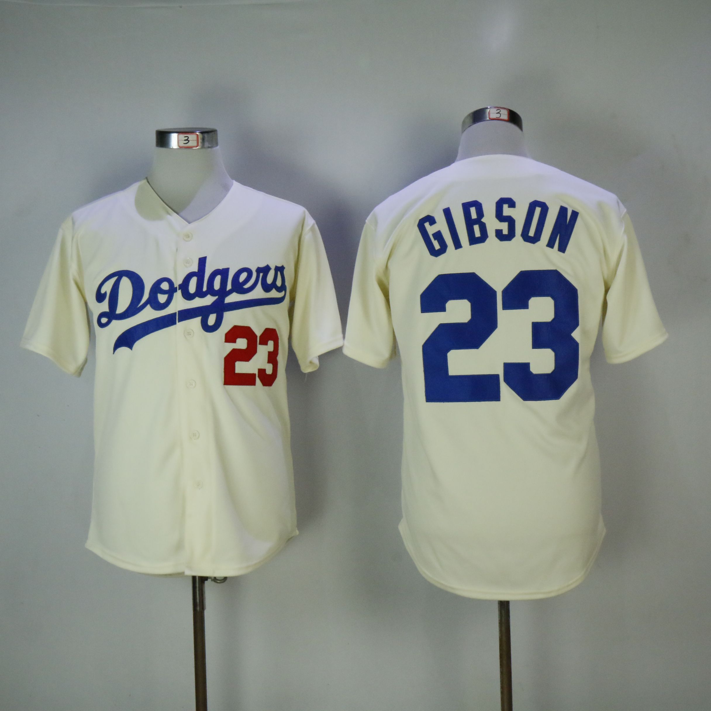 Men Los Angeles Dodgers #23 Gibson Cream Throwback MLB Jerseys